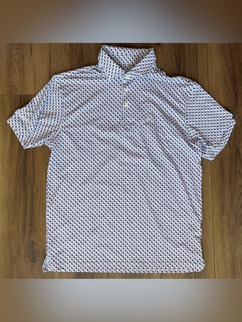 Rhoback Polo Shirt Men's M Performance Houston Texas Cowboy Western AOP Golf